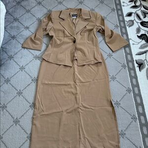 Vintage Brioche Elegant Tan Skirt Set